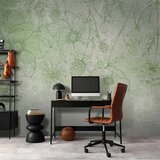  Foto tapeta - Flowery meadow - nature with field flowers lineart on green background 450x315 | shoptok.hr