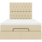  Otomanski okvir kreveta s madraca krem 120x190 cm od tkanine | shoptok.hr