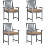 Maison Chic Vrtni stoli - Stol za vrt z blazinami 4 kosi sivi trden akacijev les JS2285, (21877079) | Shoptok.si
