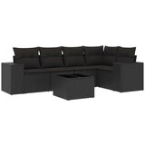  6-dijelni set vrtnih sofa s jastucima crni od poliratana | shoptok.hr