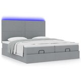 vidaXL Otomanski posteljni okvir z vzmetnicami siv 180x200 cm blago | Shoptok.si