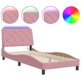 Maison Chic Postelja za odrasle - Posteljni Okvir z LED lučkami roza 90x190 cm žamet, (22082693) | Shoptok.si