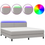  Box spring postelja z vzmetnico LED sv. siva 180x200 cm blago, (20937893) | Shoptok.si