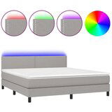  Krevet box spring s madracem LED svjetlosivi 180x200 cm tkanina | shoptok.hr