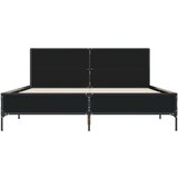  Posteljni okvir črn 150x200 cm inženirski les in kovina | Shoptok.si