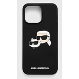 Karl Lagerfeld Etui za telefon iPhone 15 Pro Max 6.7 črna barva, KLHMP15XSKCHPPLK