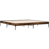 vidaXL Posteljni okvir dimljeni hrast 200x200 cm inž. les in kovina, (21128336) | Shoptok.si