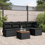  The Living Store Vrtna sedežna garnitura 6-delna z blazinami črna poli ratan - Vrtna Sedežna Garniture, (21479627) | Shoptok.si