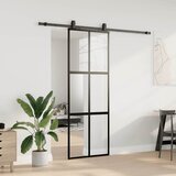  Klizna vrata s priborom crna 76 x 205 cm kaljeno staklo | shoptok.hr