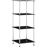 Police s 4 razine crne 40 x 40 x 100 cm od kaljenog stakla | shoptok.hr