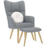 vidaXL Stol za sproščanje s stolčkom za noge svetlo sivo blago | Shoptok.si