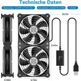ELUTENG 120 mm dvojni USB ventilator | Shoptok.si