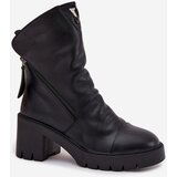 VINCEZA Women's Ankle Boots With Thick Heel With Double Zipper | shoptok.hr
