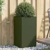 Furnova Cvetlično korito olivno zeleno 42x38x75 cm jeklo, (21921221) | Shoptok.si