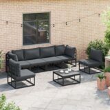 vidaXL Sjedeća garnitura za vrt 6 pcs Crna 283 x 141.5 x 71 cm | shoptok.hr
