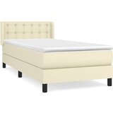 vidaXL Box spring postelja z vzmetnico krem 90x200 cm umetno usnje, (20725784) | Shoptok.si