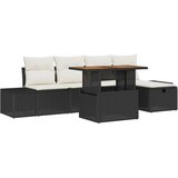vidaXL set vrtnih kavčev v 6 delih z blazinami, črno poli ratan | Shoptok.si