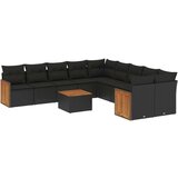 vidaXL 11-dijelni set vrtnih sofa od poliratana s jastucima crni | shoptok.hr