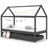  Otroški posteljni okvir s predali temno siva borovina 90x200 cm | Shoptok.si