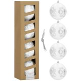  Set Božićnih kuglica bijele i srebrne boje, 10 cm - 4 komada | shoptok.hr
