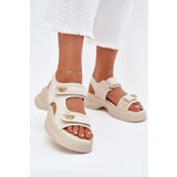 EVENTO Women's sandals with golden details beige Luvira Cene