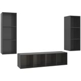  3-dijelni set TV ormarića visoki sjaj sivi od iverice | shoptok.hr