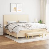  Krevet s oprugama i madracem krem 200 x 200 cm od tkanine | shoptok.hr