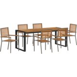  Set od 7 dijelova za vrtno objedovanje sivi poli ratan akacije | shoptok.hr