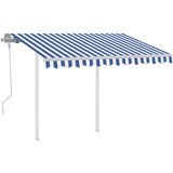 vidaXL tenda na ručno uvlačenje sa stupovima 3 x 2,5 m plavo-bijela | shoptok.hr