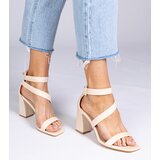 D/CEO marka niezdefiniowana Beige block heel sandals with buckle Runaz | Shoptok.si