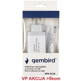 AC26 gembird punjac za telefone i tablete 2x5v 24A+1A 12W +micro usb data kabl 1M 271