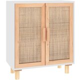 Maison Chic Komoda - Predalnik bela 60x30x70 cm trdna borovina in naravni ratan, (21722377) | Shoptok.si