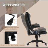  Uredska stolica s masažom i grijanjem ergonomska izgled lana crna | shoptok.hr