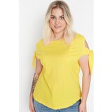 Trendyol Curve Yellow Sleeve Detailed Knitted T-Shirt Cene