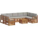  Set vanjskih sofa 10 kom. Prirodna i svjetlosiva | shoptok.hr