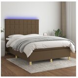 vidaXL Krevet box spring s madracem LED tamnosmeđi 140x190 cm tkanina Cijene