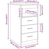  Ladičar boja dimljenog hrasta 40 x 50 x 76 cm konstruirano drvo | shoptok.hr