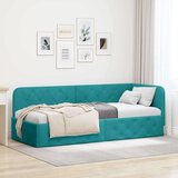 vidaXL kutni okvir kreveta s uzglavljem tirkizna 80 x 200 cm baršun | shoptok.hr