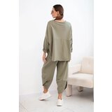 Kesi Włoski Cotton set sweatshirt + pants light khaki | Shoptok.si