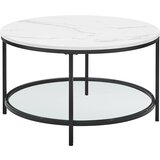 Songmics LCT071B13 Klubska mizica, mizica za dnevno sobo, mizica za kavč, s stekleno ploščo, velik prostor za shranjevanje, enostavna sestava, moderen stil, učinek belega marmorja, črn okvir, (21242573) Cene