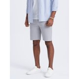 Ombre Men's SLIM FIT structured knit shorts - light grey | shoptok.hr