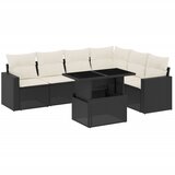 vidaXL Vrtna sedežna garnitura 7-delna z blazinami črn poli ratan, (21146643) | Shoptok.si