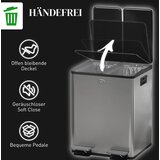  2 x 20 L dvostruke kante za otpad otvaranje na pedalu lako se čiste nehrđajući čelik plastika srebrna | shoptok.hr