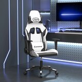 vidaXL Masažni gaming stol belo in črno umetno usnje Cene