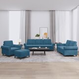 vidaXL 4-dijelni set sofa s jastucima plavi baršunasti Cijene