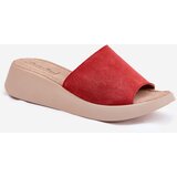 Panto Fino Suede Ladies Wedge Sandals Red | shoptok.hr