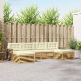 Setovi sofa s jastukom 6 pcs Bijela i krem Čvrsto drvo akacije | Eponuda.com