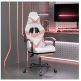  Gaming stol z oporo za noge belo in roza umetno usnje | Shoptok.si