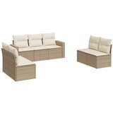 Maison Chic Seti vrtnega pohištva - Vrtna garnitura - Vrtni pohištvo set 7-delna z blazinami bež poli ratan, (21804010) | Shoptok.si