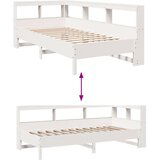  Knjižna postelja brez ležišča bela 90x200 cm trdna borovina | Shoptok.si